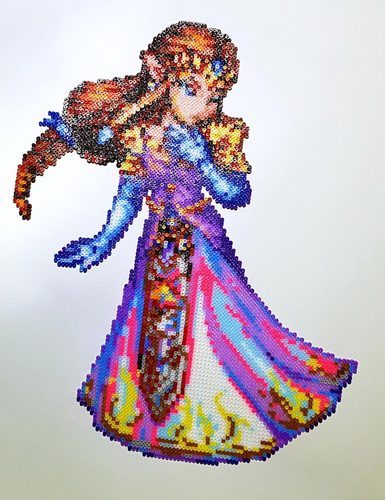 Mary G, Blue ribbons, Hama beads.